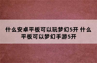 什么安卓平板可以玩梦幻5开 什么平板可以梦幻手游5开